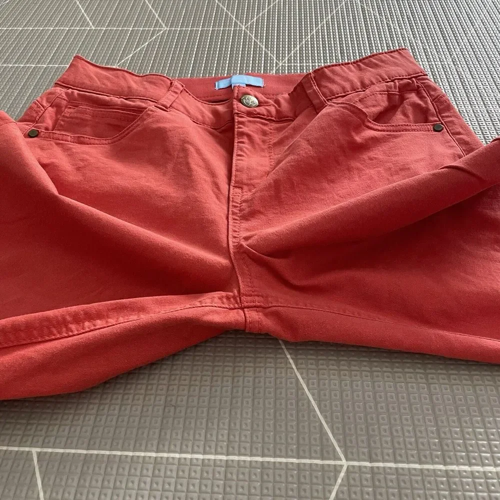 Draper James RSVP‎  Women's Roll Cuff Skinny Jeans Size 10 Tomato